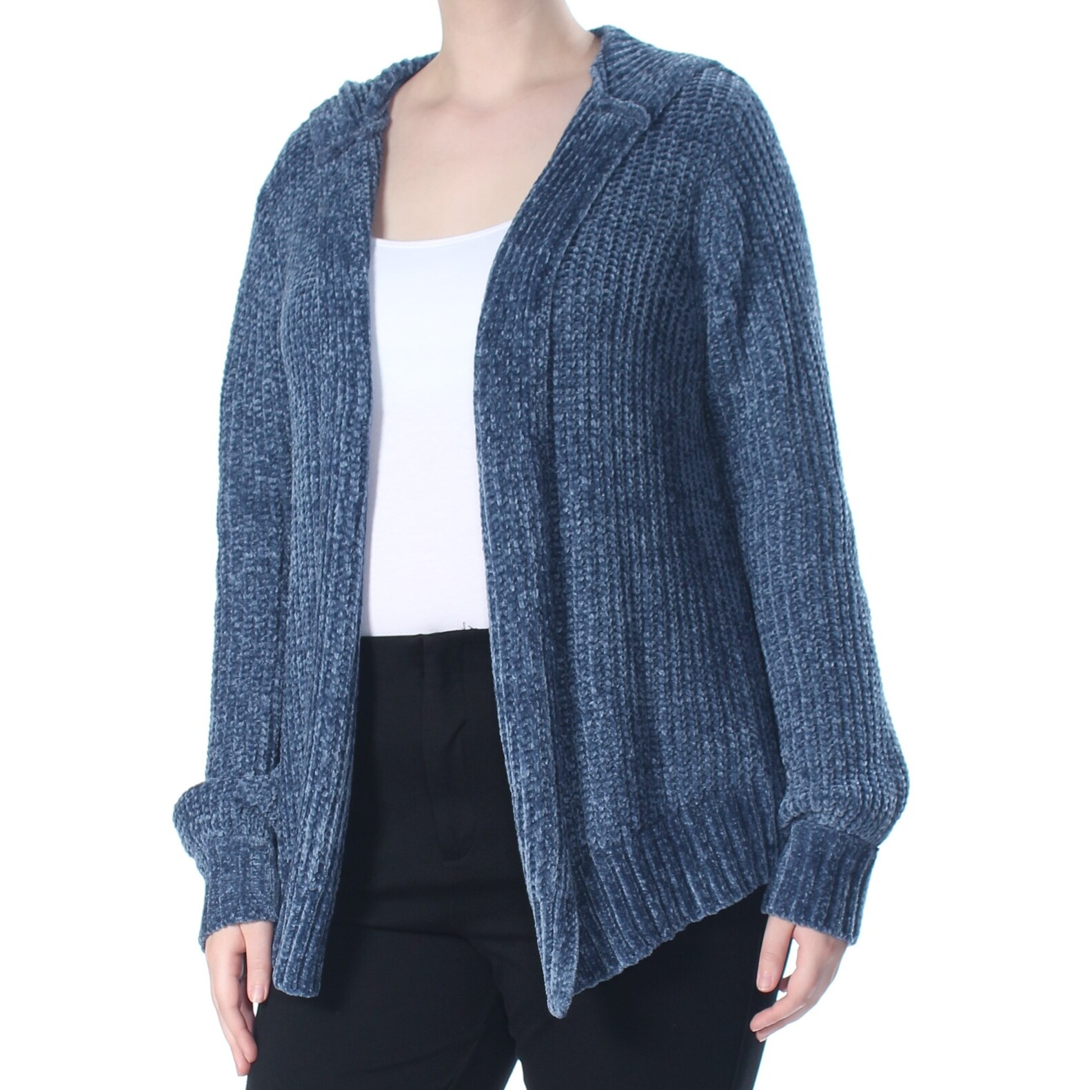 hooded chenille cardigan