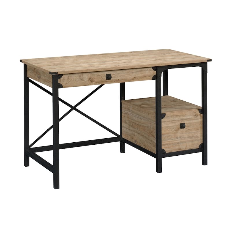 Industrial Brown Computer Desk with 2 Drawers 47 Inch Long Home Office - Brown