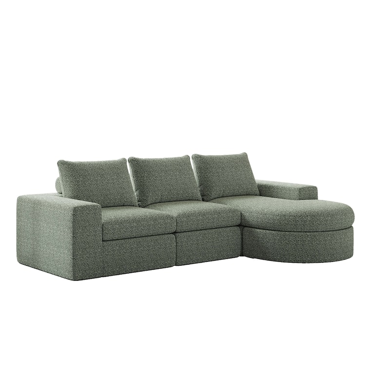 99" Chenille L-Shaped Sectional Sofa with Chaise Lounge and Deep Seats, No Assembly Required