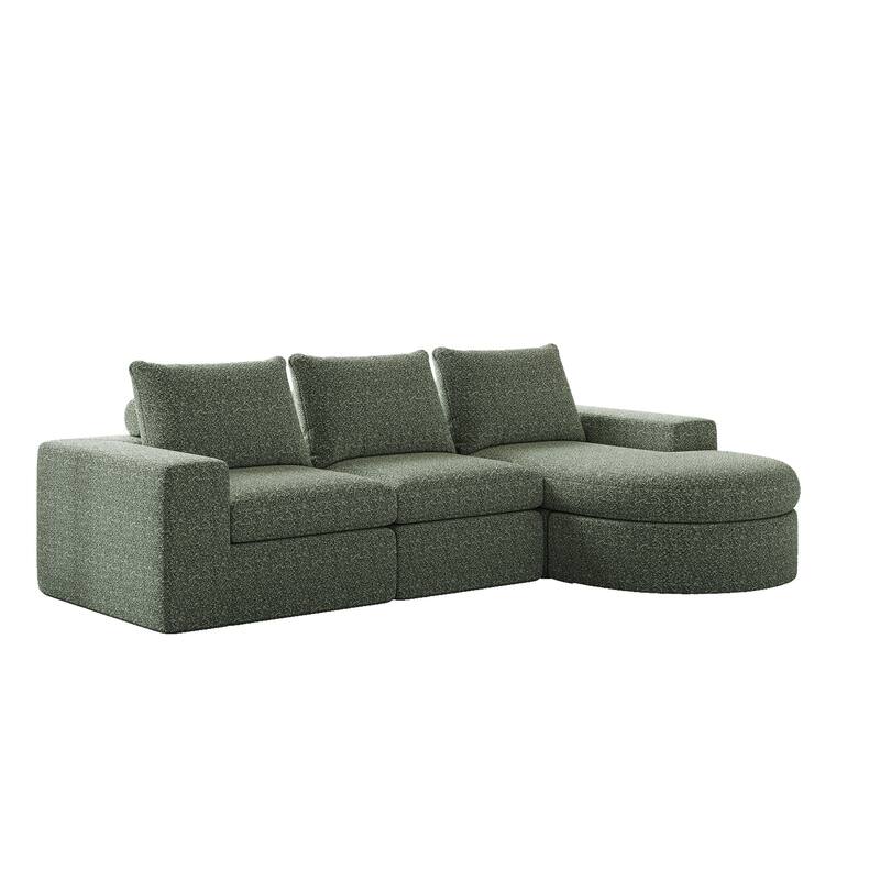 99-Inch Chenille Cloud Curved Sectional Sofa with Chaise, L-Shaped Modern Boneless Couch with Deep Seats,Sectional Sofa