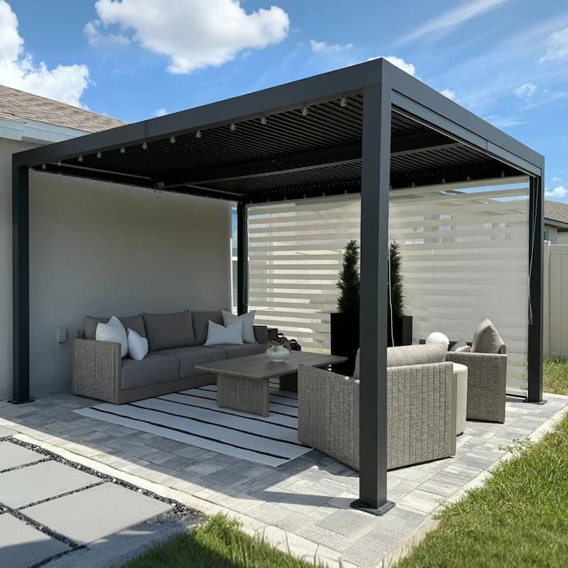 PURPLE LEAF Sanori Patio Conversation Set with Grey Ottoman and Cushion Patio Sofas Sectional Set for Poolside Graden
