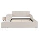 preview thumbnail 5 of 14, Full Size Upholstered Mother & Child Platform Bed w/ Bedside Desk & Little Round Stool