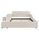 preview thumbnail 5 of 95, Velvet Grounded Bed Mother & Child Bed Platform Slat Bed Frame with Little Round Stool and Bedside Desk for Growing Child