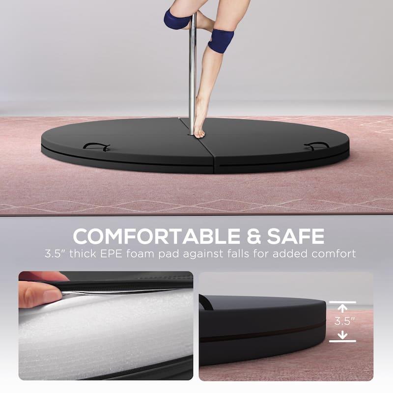 Foldable Pole Dance Safety Mat 3.5 Inch Thick EPE Foam Multi-Use Gymnastics Yoga Pilates Mat with Handles