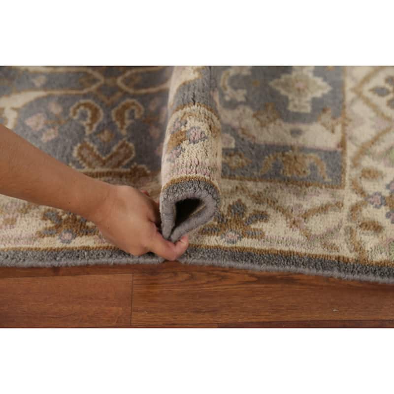 Gray Oushak Oriental Runner Rug Hand-Knotted Wool Carpet - 2'8"x 8'0"