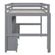 preview thumbnail 13 of 15, Full Size Loft Bed with Desk and 4 Drawers, Wood Guardrail Bed with Bedside Tray Multiple Storage Design, Charging Station