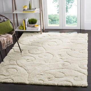 Square Cream Rug Florida Doug Floral Vines Shag Area Rug, Cream, 5' x 5' Square - 5' x 5 ...