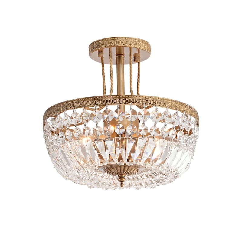 Jessica Crystal Basket 3-light Semi-Flush Mount Chandelier