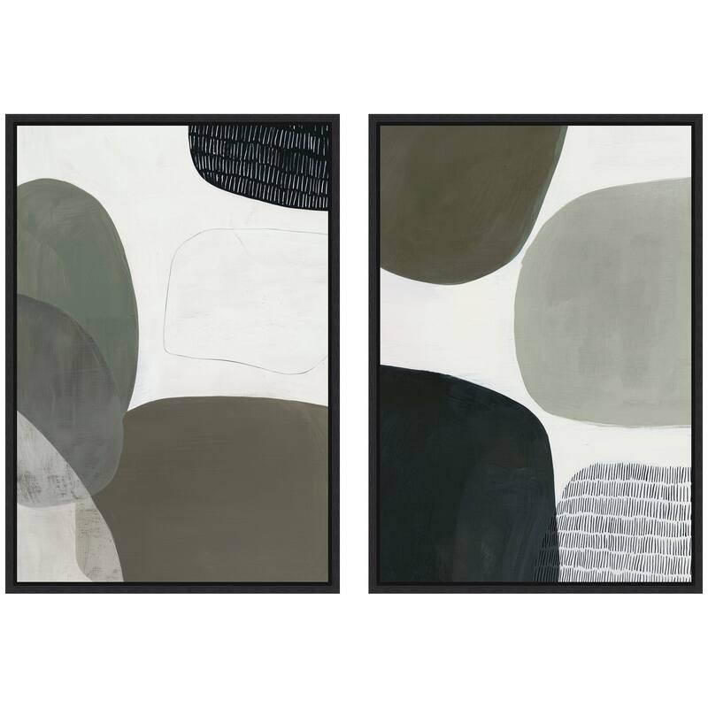 Kate and Laurel Shape Study No. 1 & No. 2 2 Piece Framed Canvas Wall Art Set by Amy Lighthall - 2 Piece Set 23x33
