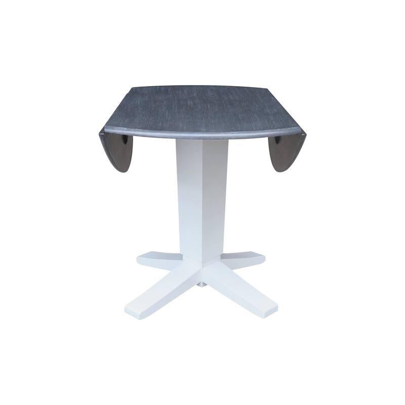 42 in Solid Wood Round Dual Drop Leaf Pedestal Dining Table