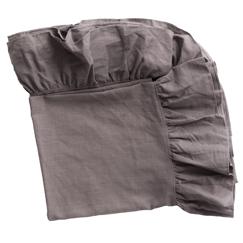 Deerlux 100% Pure Linen Washable Tablecloth with Ruffle Trim