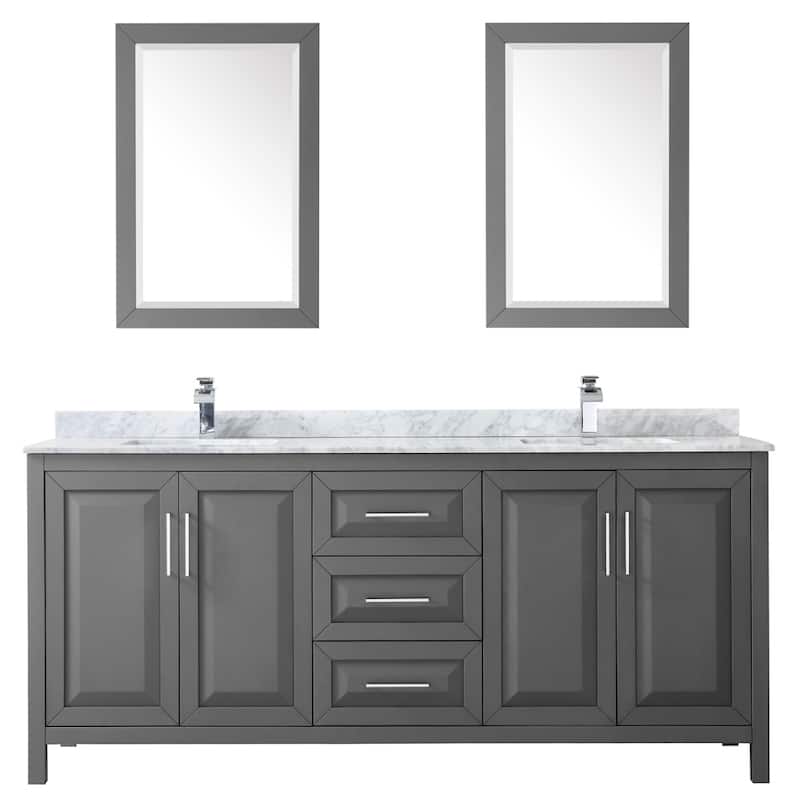 Daria 80-inch Double Vanity, Marble Top, 24-inch Mirrors