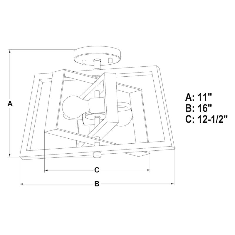 Semi Flush Mount Ceiling Light - Brass & Chestnut Finish - Modern Transitional Design - 11