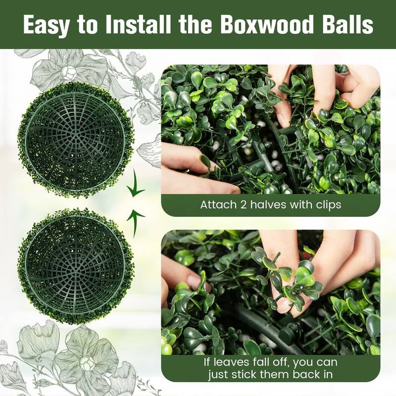 Gymax 2 PCS Artificial Plant Topiary Ball 19'' Faux Decorative Balls