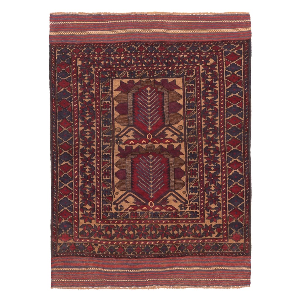ECARPETGALLERY Hand-knotted Tajik Caucasian Red Wool Rug - 4'1 x 5'5