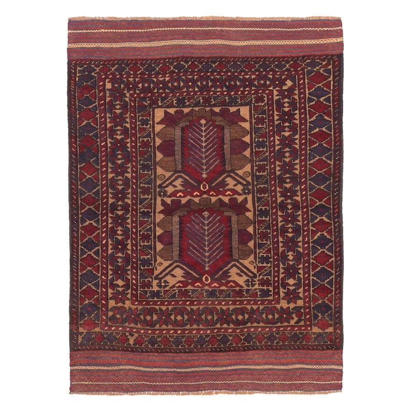 ECARPETGALLERY Hand-knotted Tajik Caucasian Red Wool Rug - 4'1 x 5'5