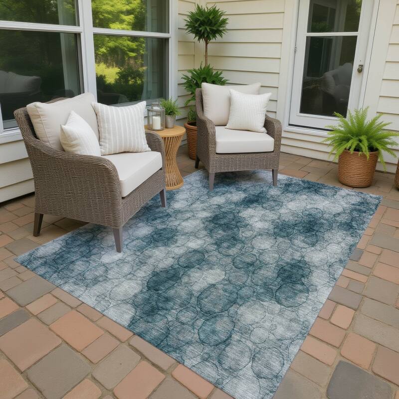 Machine Washable Indoor/ Outdoor Modern Aby Chantille Rug - Turquoise - 10' x 14'