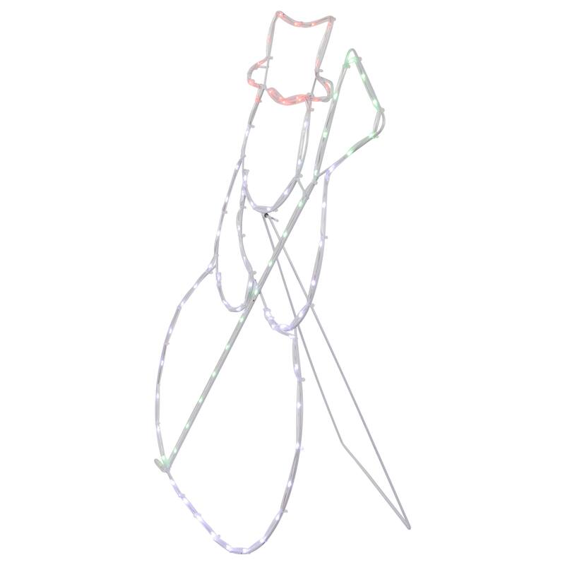 28" Lighted Standing Snowman Silhouette Outdoor Christmas Decoration - White