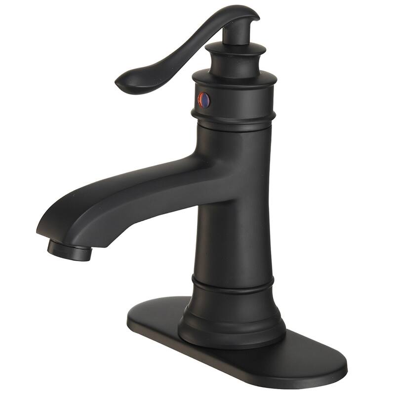Matte Black Single-handle Bathroom Sink Faucet with Drain