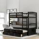 Contemporary Casual Style Twin over Twin Wood Bunk Bed with Trundle and Drawers, with High-quality Solid Wood for Bedroom - Espresso