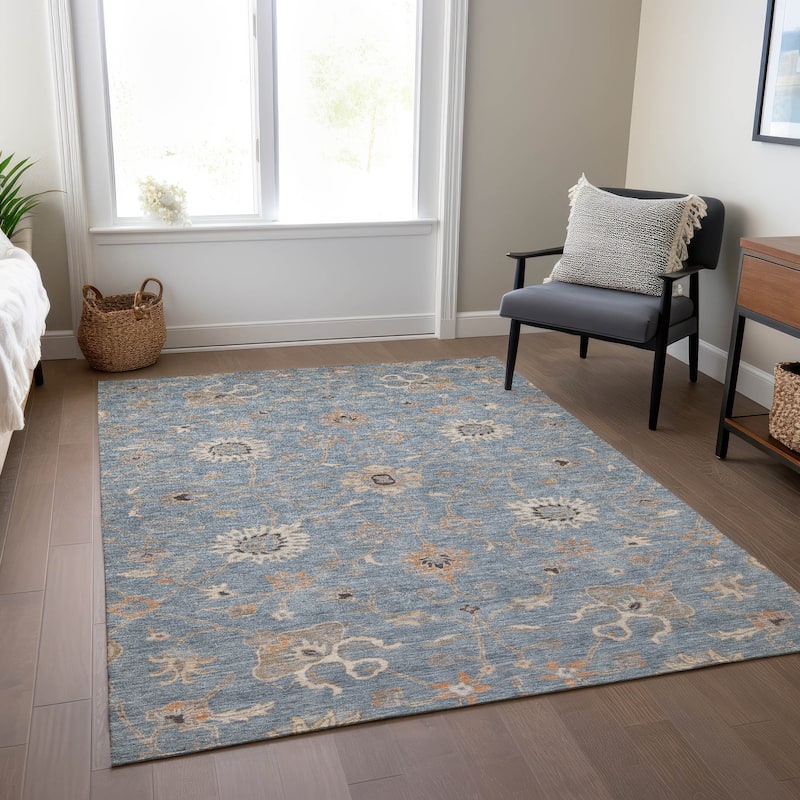 Machine Washable Indoor/ Outdoor Traditional Persian Chantille Rug