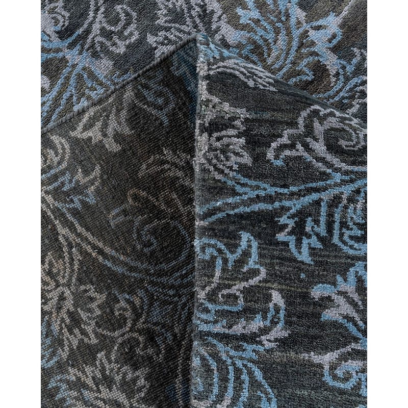 Ikat One-of-a-Kind Hand-Knotted Area Rug - Gray, 9' 0" x 12' 2" - 9' 0" x 12' 2"