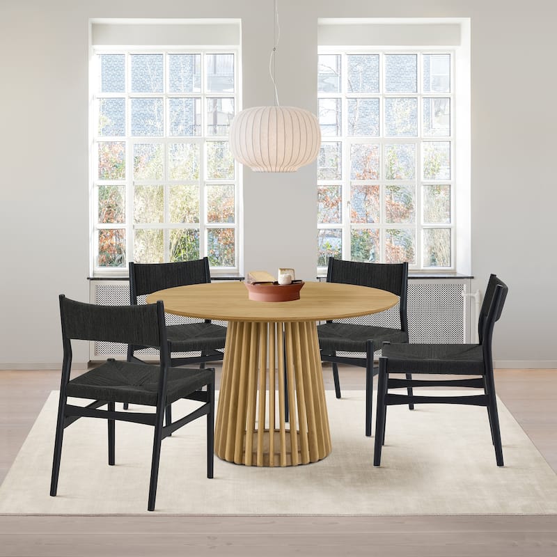Erie Woven Paper Cord and Solid Wood Dining Chairs - Set of 2