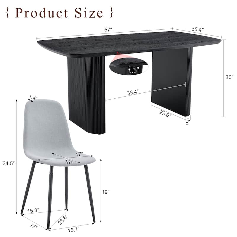 Kitchen Dining Table Set for 4/6/8, 67" Wood Table with Linen-Cotton Chairs, Stylish Dining Room Table Set for Gatherings