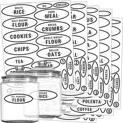 164 PCS Pantry Labels Stickers for Containers Kitchen Organizer Food Storage Jar