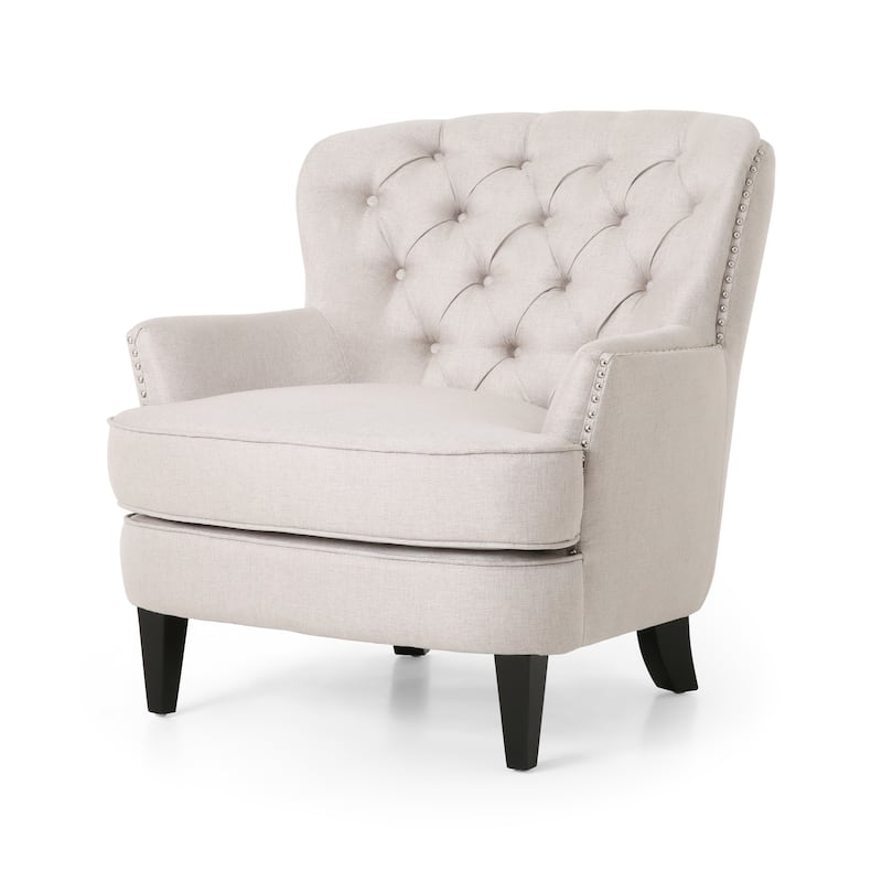 Correia Contemporary Tufted Fabric Club Chair and Ottoman Set by Christopher Knight Home