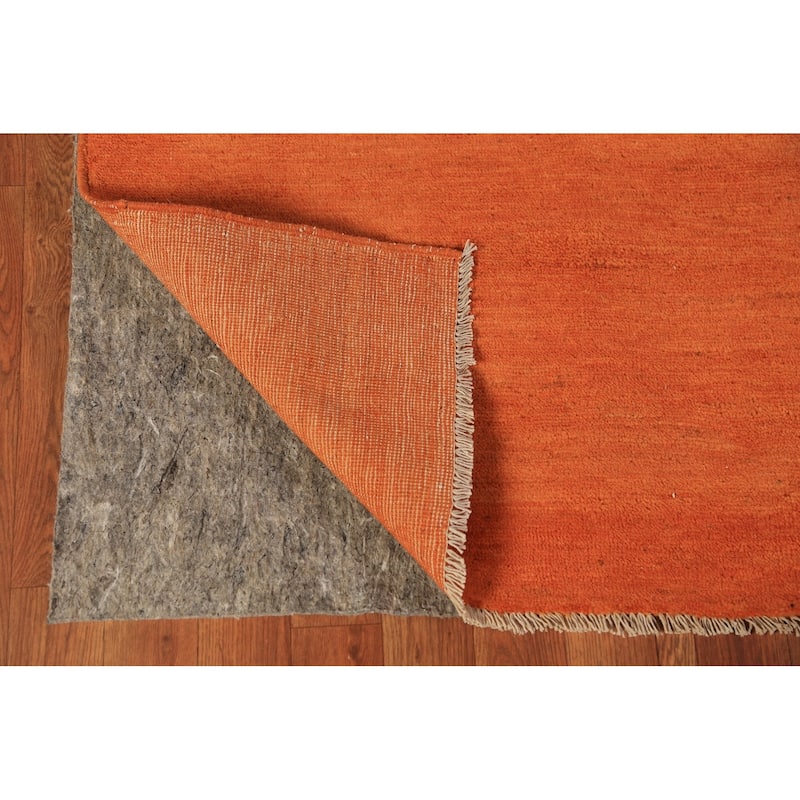Orange Solid Gabbeh Modern Rug Hand-Knotted Wool Carpet - 4'0" x 5'8"