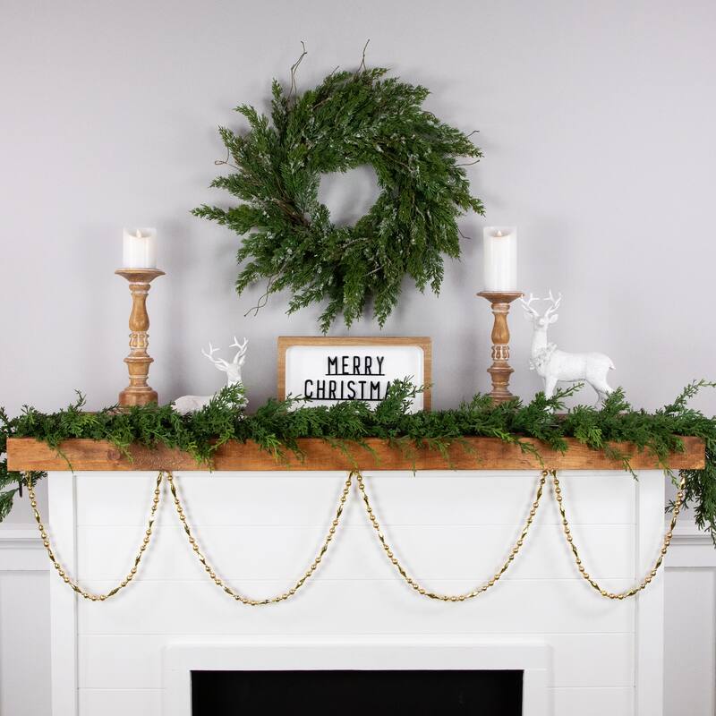 9' Shiny and Matte Beaded Christmas Garland - Unlit