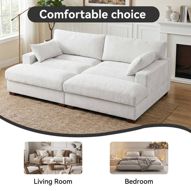 82.5"W Chenille Upholstered Sectional Modular Sofa With Chaise