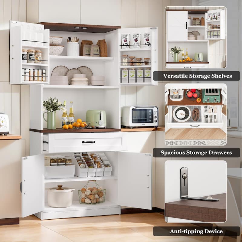 Pocassy Kitchen Pantry Storage Cabinet with 6 Hanging Shelves