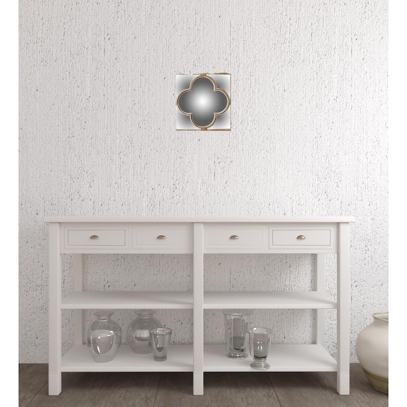HomeRoots 10" Natural Brown With Whitewash Square Wall Mounted Accent Mirror - 24