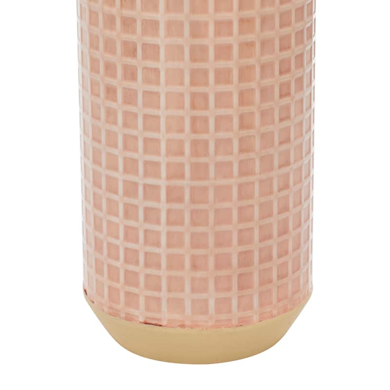 Metal Vase - Set of 2 Pink - Roche River Decor - 6"W x 6"L x 14"H