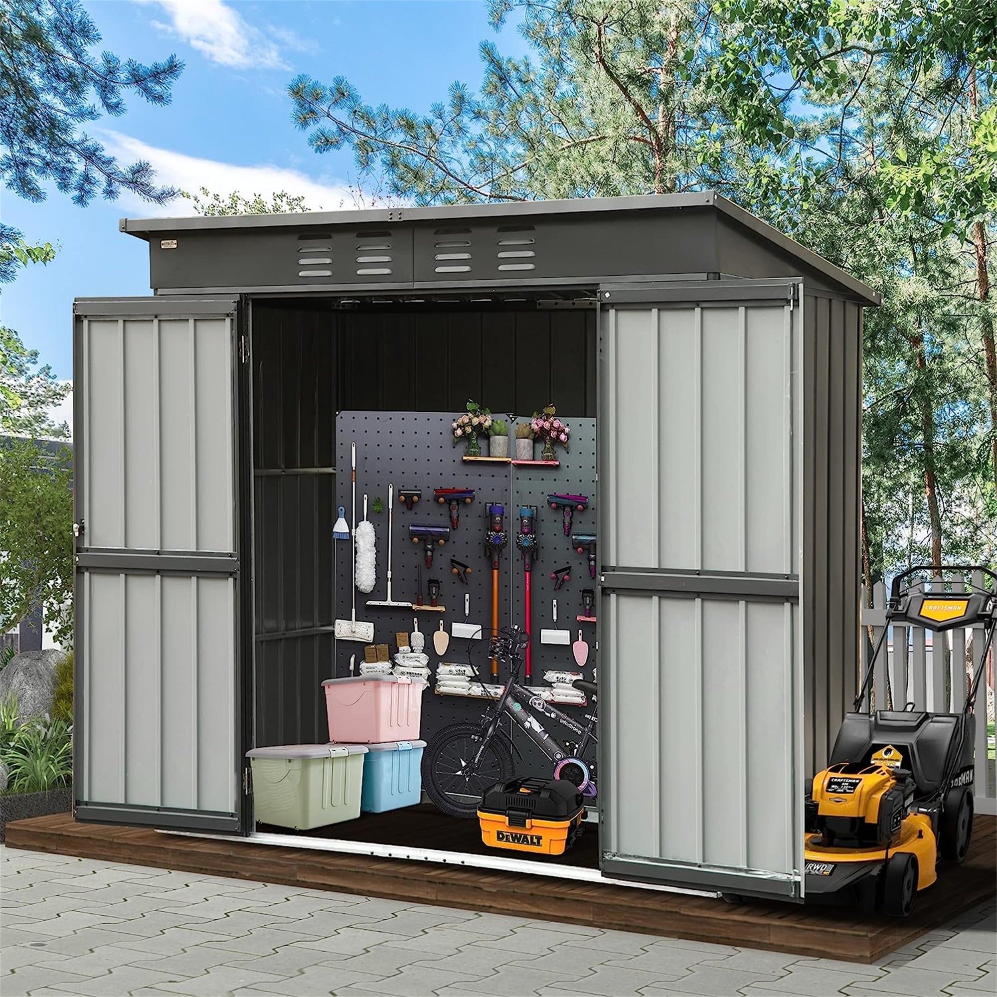 5x3ft Backyard Storage Shed Metal Utility Tool Storage Room w