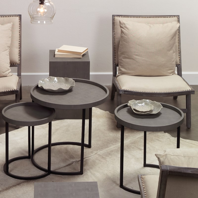 Alden Décor Holden Faux Shagreen Nesting Tables (Set of 3)