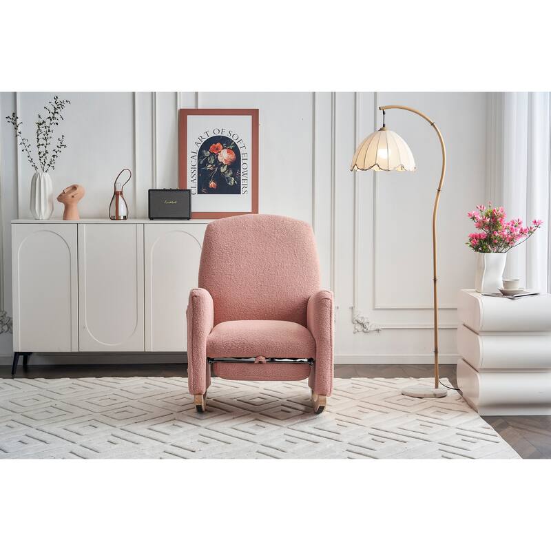 Upholstered Fabric Nursery Rocking Chair with Adjustable Footrest