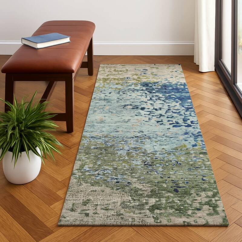 Premium Washable Super Soft Abstract Solid Mayfield Rug - Blue - 2'3" x 7'6"