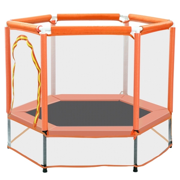 Nestfair 55" Orange Trampoline with Safety Enclosure Net and Balls. Opens flyout.