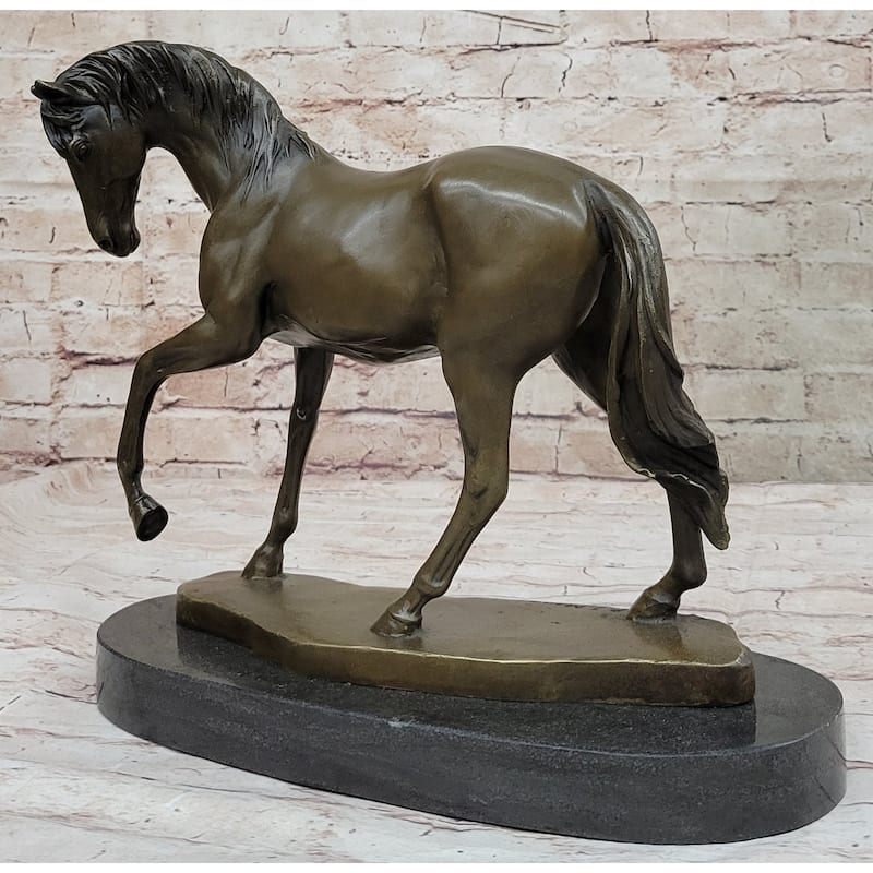 Show Horse Mare Hot Cast Bronze Statue Sculpture Equestrian Decor On Marble Base