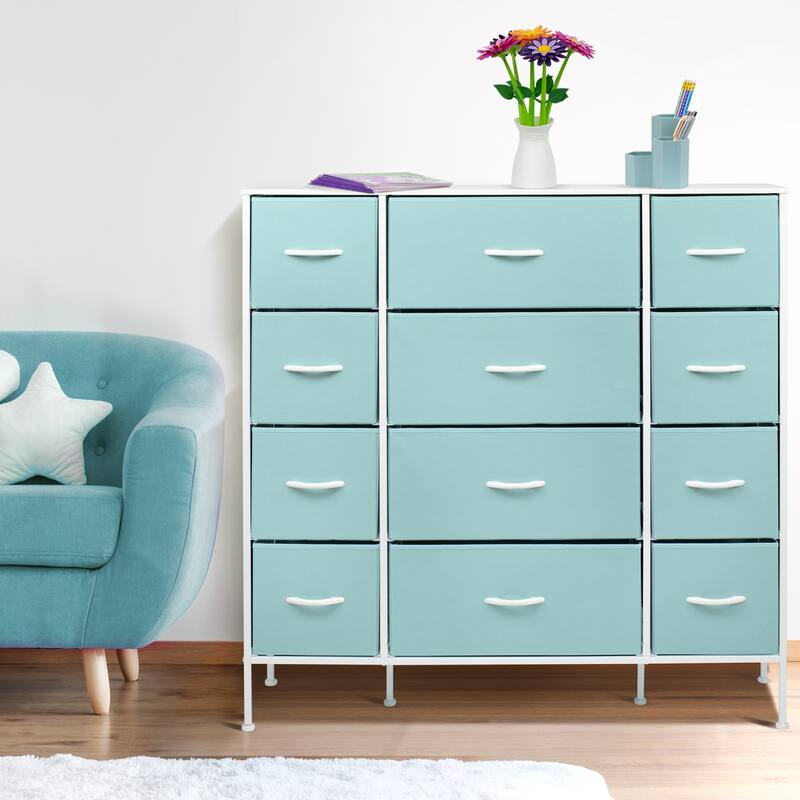 Sorbus Extra-large Steel and Fabric 12-drawer Dresser