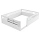 preview thumbnail 8 of 10, Full Size Floor Bed Safety Kids Bed with High Guardrails (19.6 inch), Without Slat Concise Fence Bed for Boys Girls, White