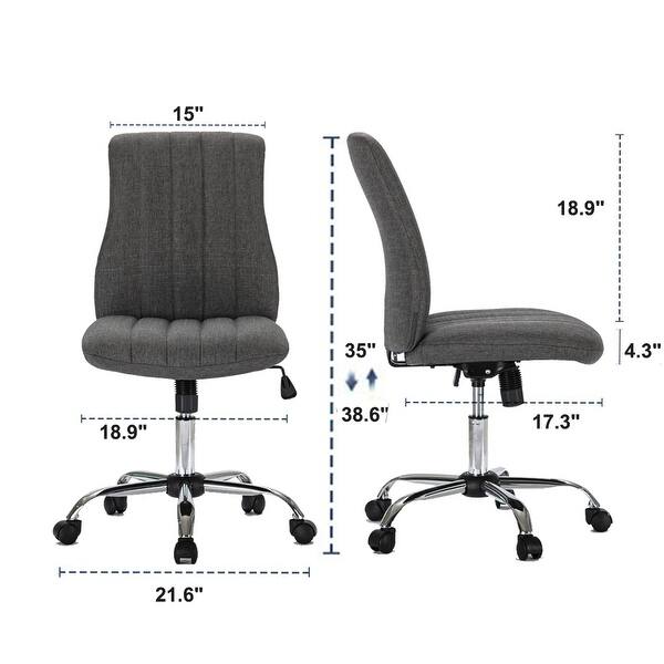 dimension image slide 4 of 8, Home Office Desk Chair Task Chairs Swivel Ribbed Task Vanity Chair