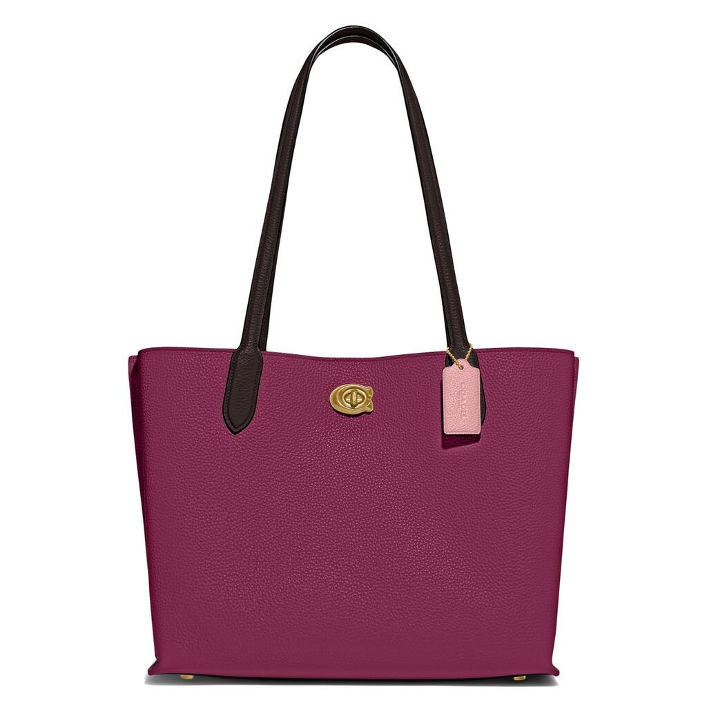 Coach ColorBlock Leather Willow Tote Deep Plum Multi
