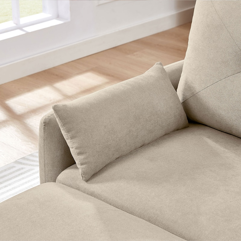 77.36" L Shaped Sectional Sofa with Side Storage Pocket and Reversible Ottoman