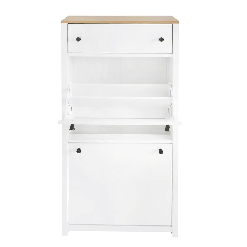 Entryway Organizer Shoe Cabinet with 2 Flip Drawers & Adjustable Panels for Storage and Organization