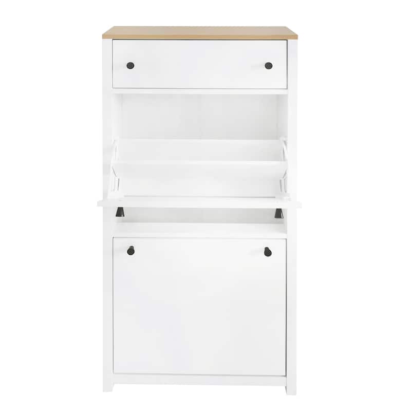 Slim Shoe Cabinet Set with 4 Flip Drawers