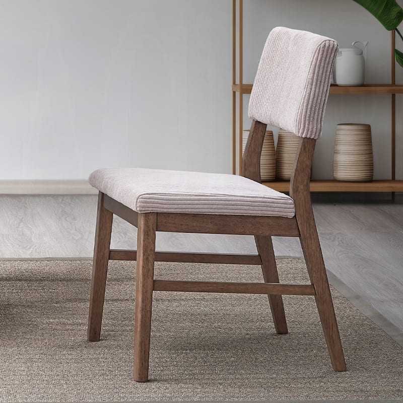 Set of 2 Corduroy Upholstered Dining Chairs